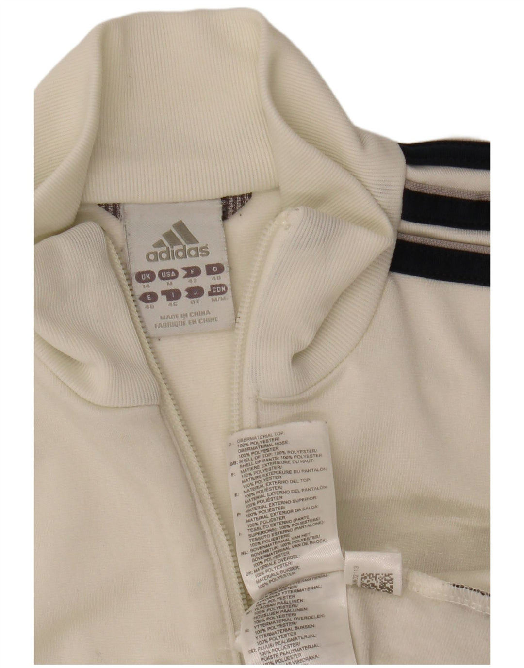 ADIDAS Damen-Trainingsanzug-Top-Jacke, UK 14, mittelweißes Polyester