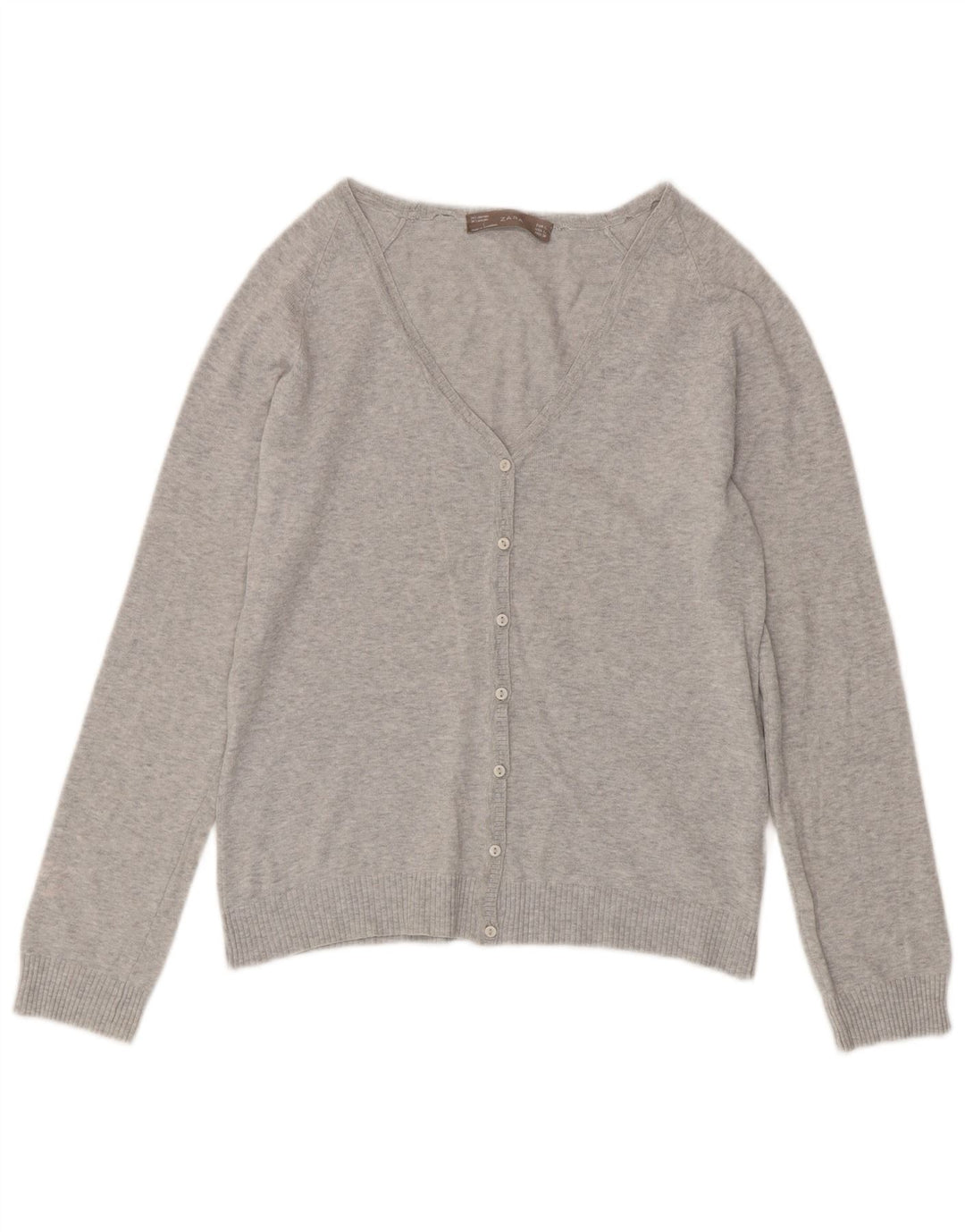 Zara Damen-Cardigan-Pullover UK 14 Large Grau meliert