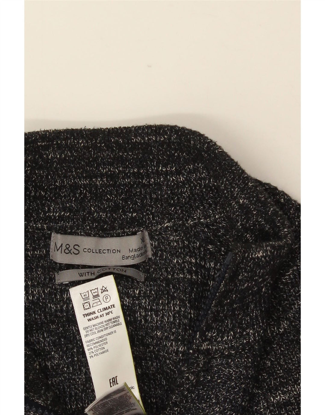 MARKS & SPENCER Herren-Cardigan-Pullover XL Grau meliertes Polyester