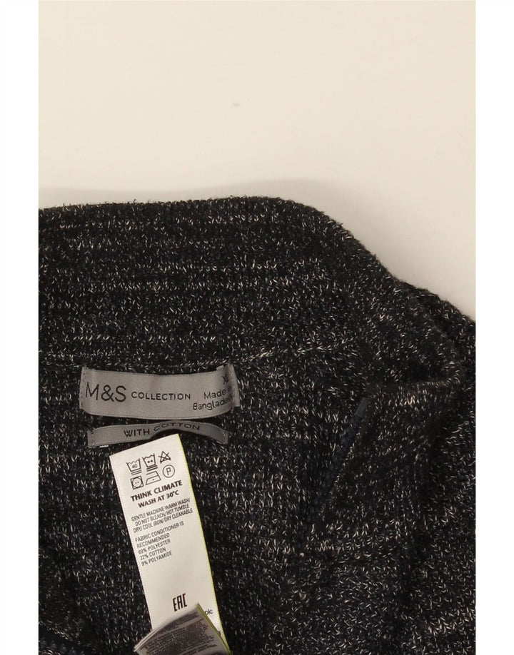 MARKS & SPENCER Herren-Cardigan-Pullover XL Grau meliertes Polyester