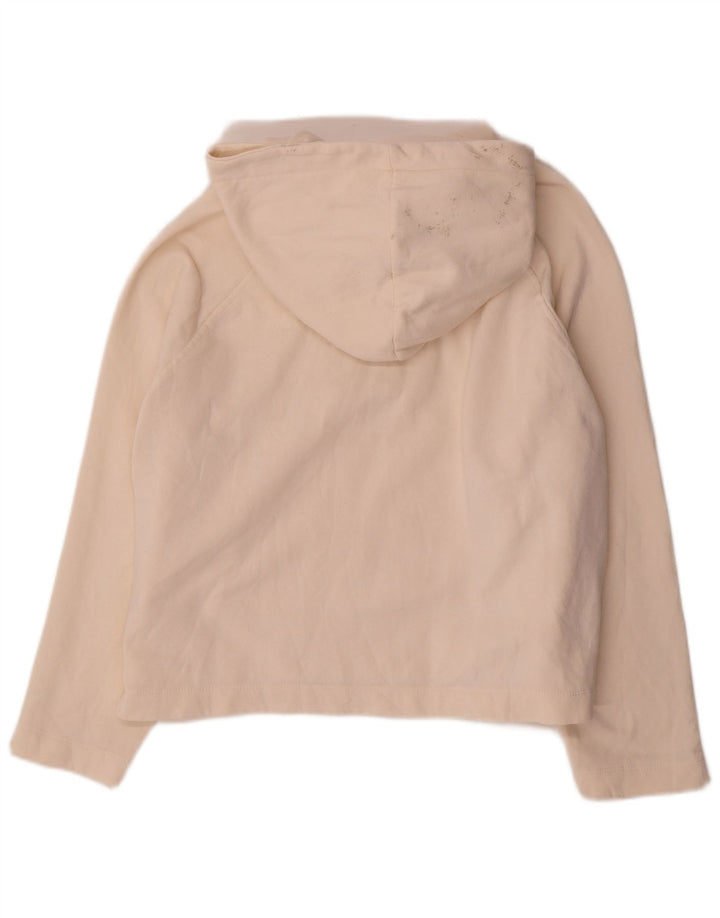Zara Damen Übergroßer Kapuzenpullover UK 14 Mittelweiße Baumwolle
