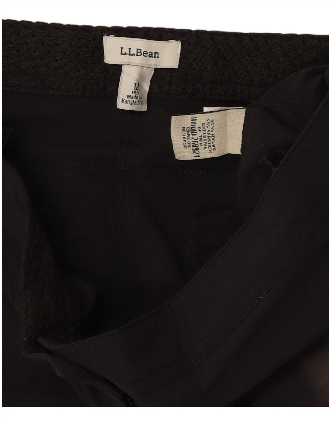 L.L.Bean Damen Cargo-Shorts US 12 Large W34 Schwarzes Nylon