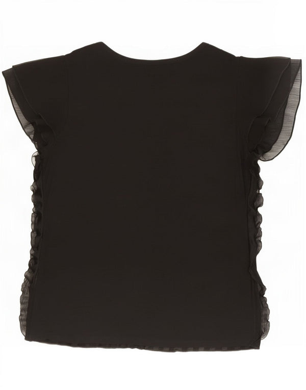 Marks & Spencer Damen Per Una Kurzarm-Hemdbluse UK 16 Large Schwarz