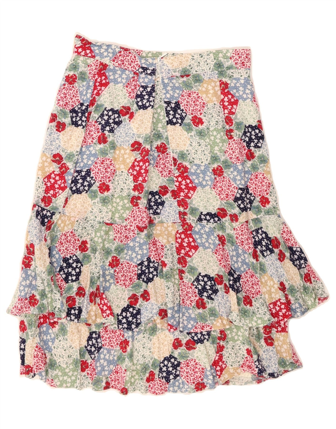 VINTAGE Womens Tiered Skirt EU 40 Medium W28  Multicoloured Floral Viscose Vintage Vintage and Second-Hand Vintage from Messina Hembry 