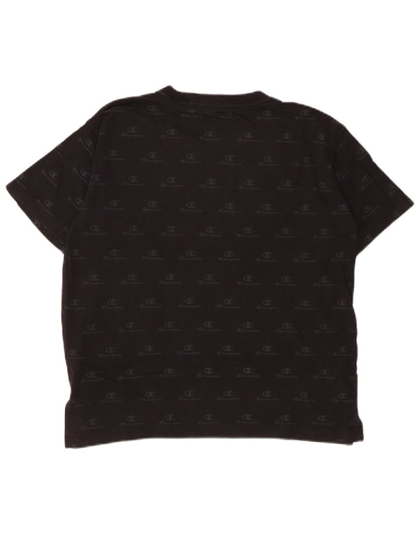 CHAMPION Übergroßes Grafik-T-Shirt für Damen, UK 10, Größe S, Schwarz, Baumwolle