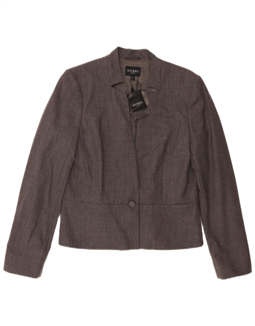 Hobbs Damen-Blazerjacke mit 1 Knopf, UK 12, mittelgraue Wolle
