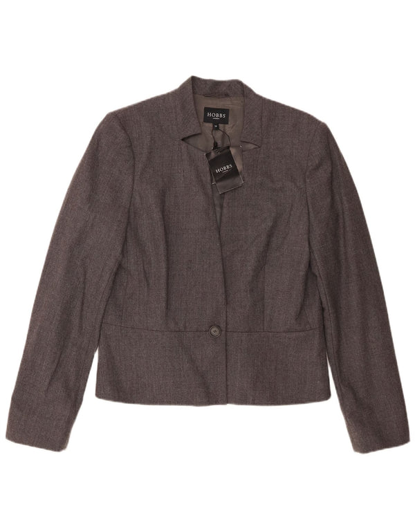 Hobbs Damen-Blazerjacke mit 1 Knopf, UK 12, mittelgraue Wolle