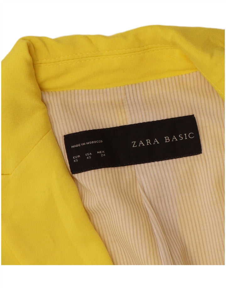 Zara Damen 1-Knopf-Blazerjacke UK 6 XS Gelbe Viskose