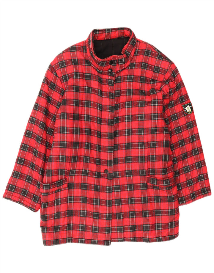Vintage Damen Windjacke Mantel UK 14 Medium Red Check Baumwolle