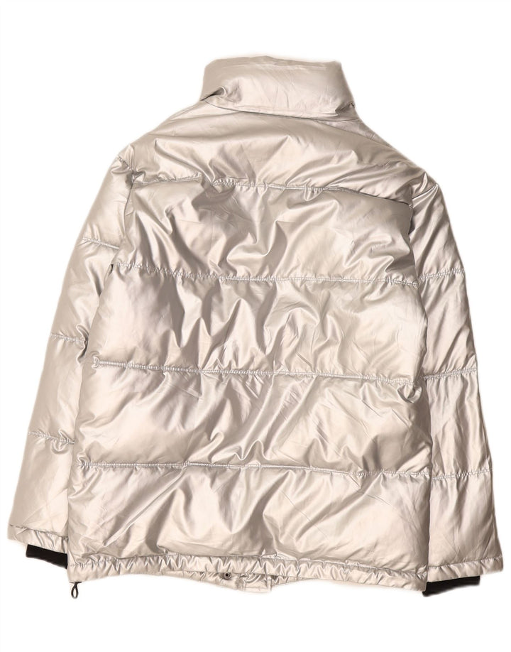 Topshop Damen Übergroße wattierte Jacke UK 8 Small Silber Polyethylen