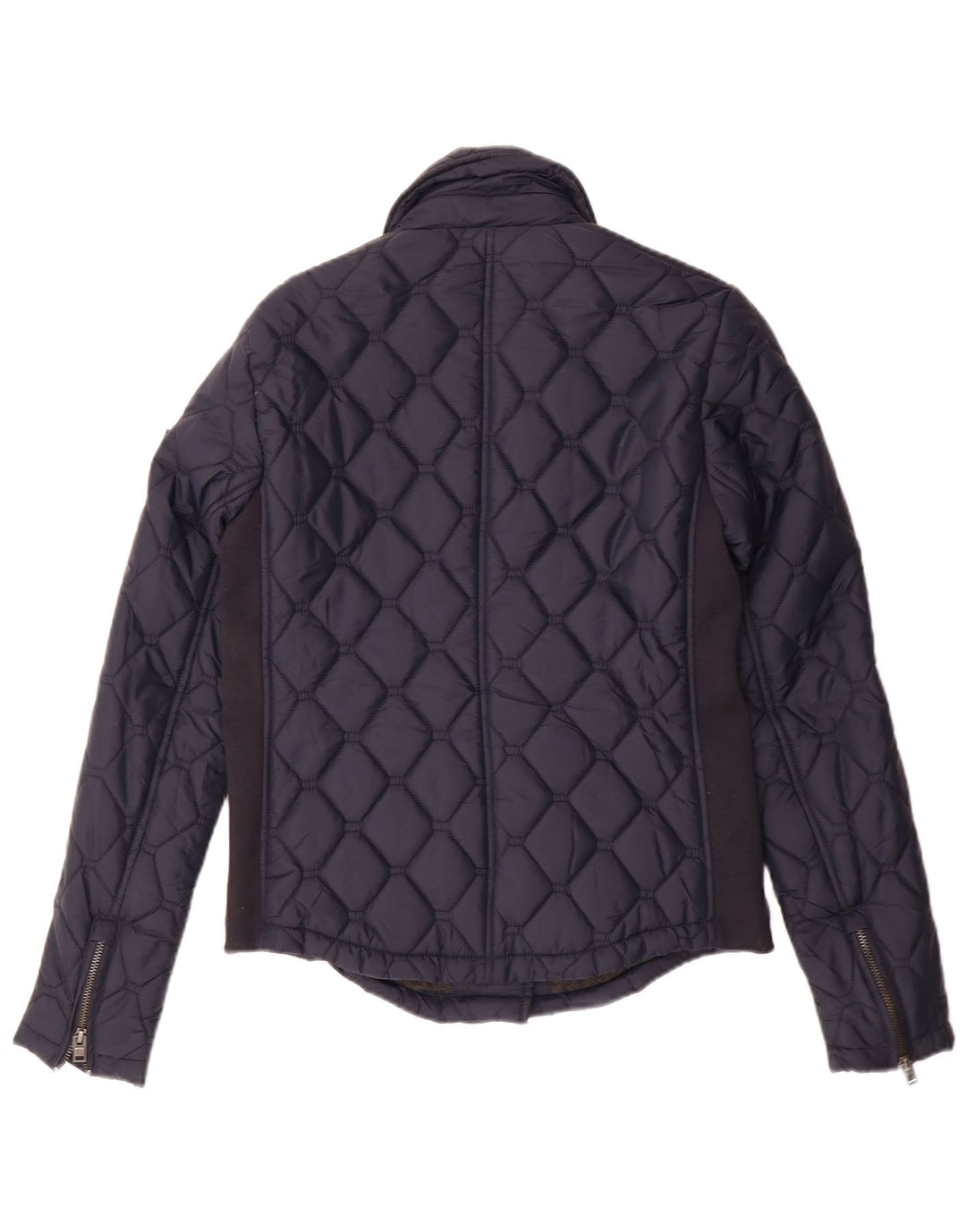 Superdry Damen Wattierte Steppjacke UK 10 Small Marineblaues Nylon