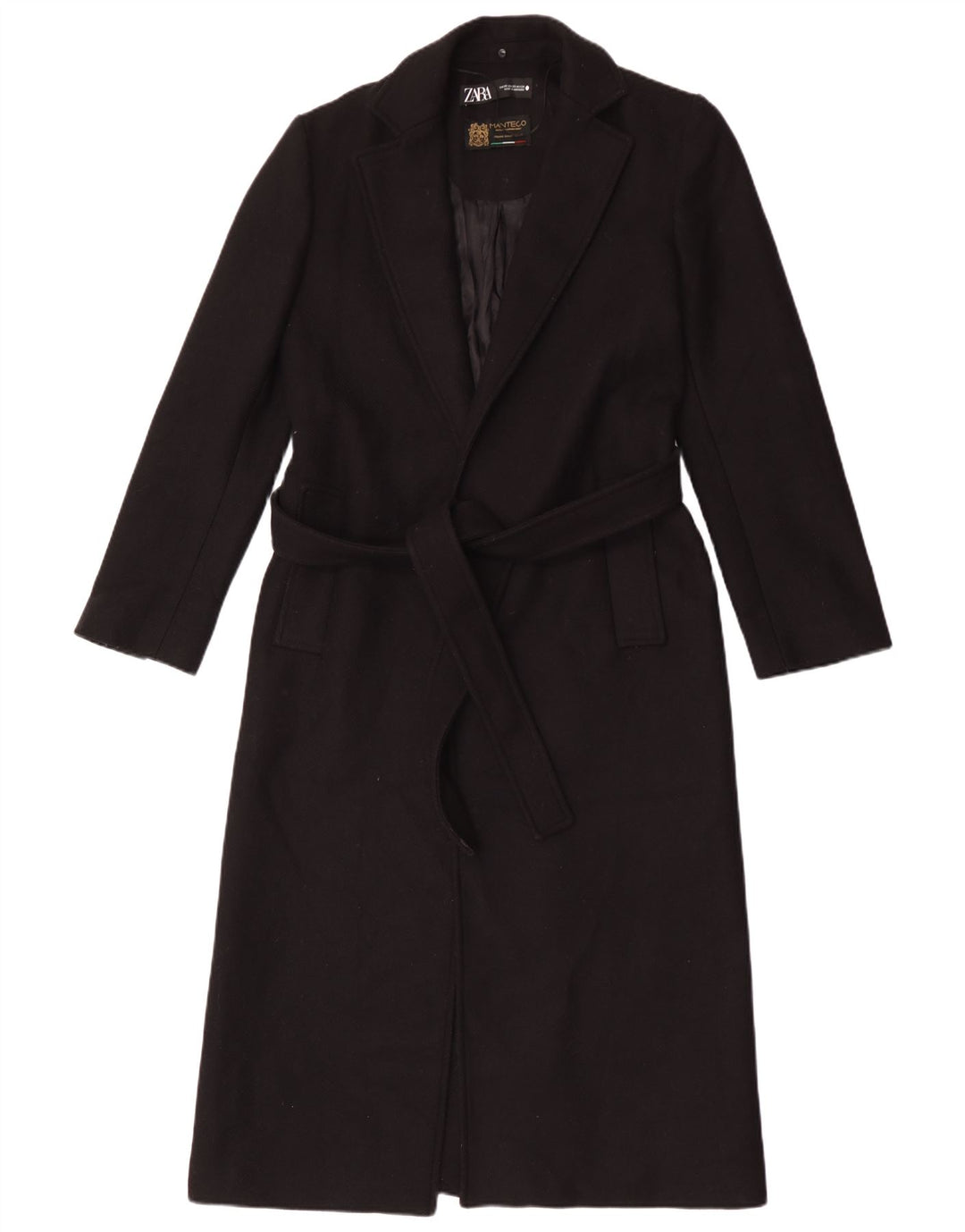 Zara Damen Manteco Mantel UK 6 XS Schwarze Wolle