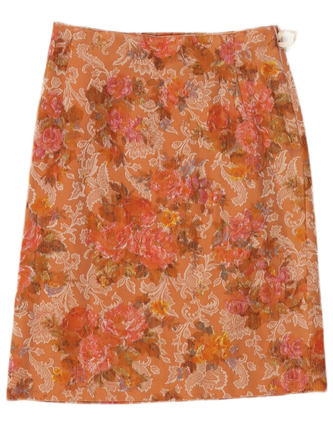 Vintage Damen Gerader Rock W28 Medium Orange Floral