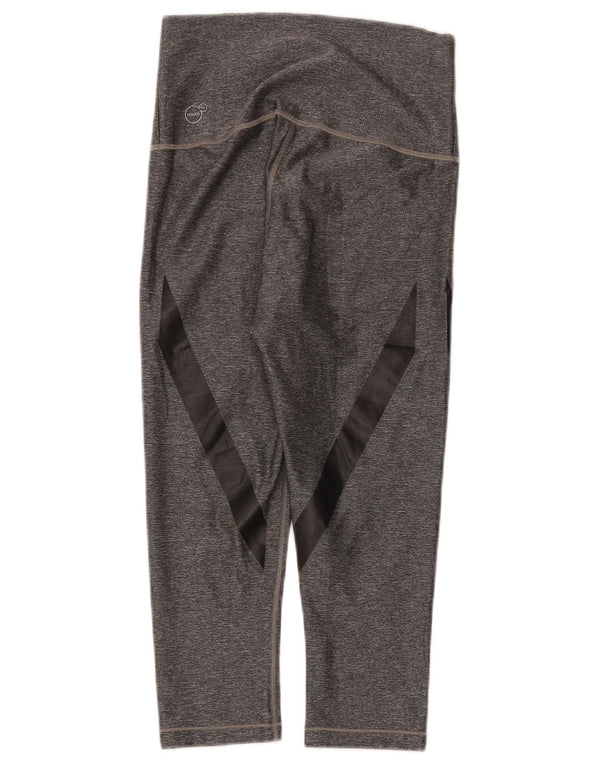 Puma Womens Capri High Waist Leggings UK 10 Small Grey Striped Sports