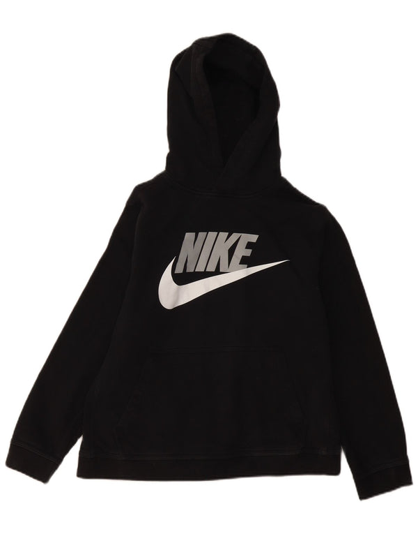 Nike Jungen-Pullover mit grafischem Kapuzenpullover, 12–13 Jahre, groß, schwarze Baumwolle