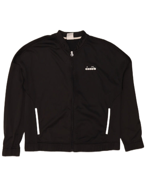 Diadora Jungen-Trainingsanzug, Oberteil, Jacke, 15–16 Jahre, Größe L, Schwarz, Polyester