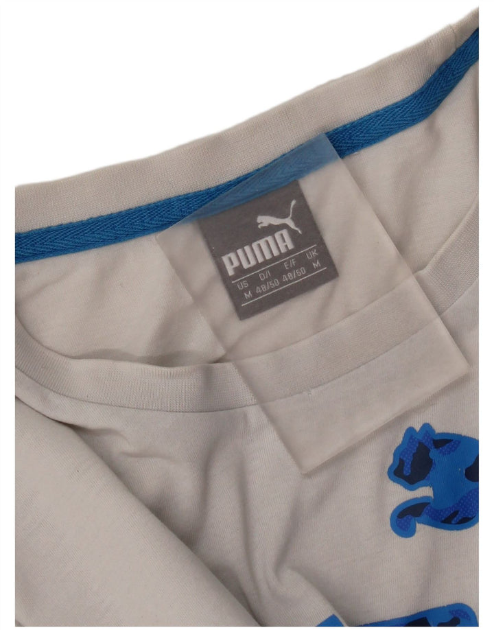 Puma Herren Grafik T-Shirt Top Mittelweiß