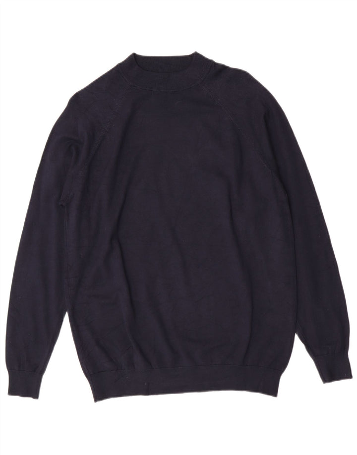 Zara Herren-Pullover mit Rundhalsausschnitt, mittlere marineblaue Viskose