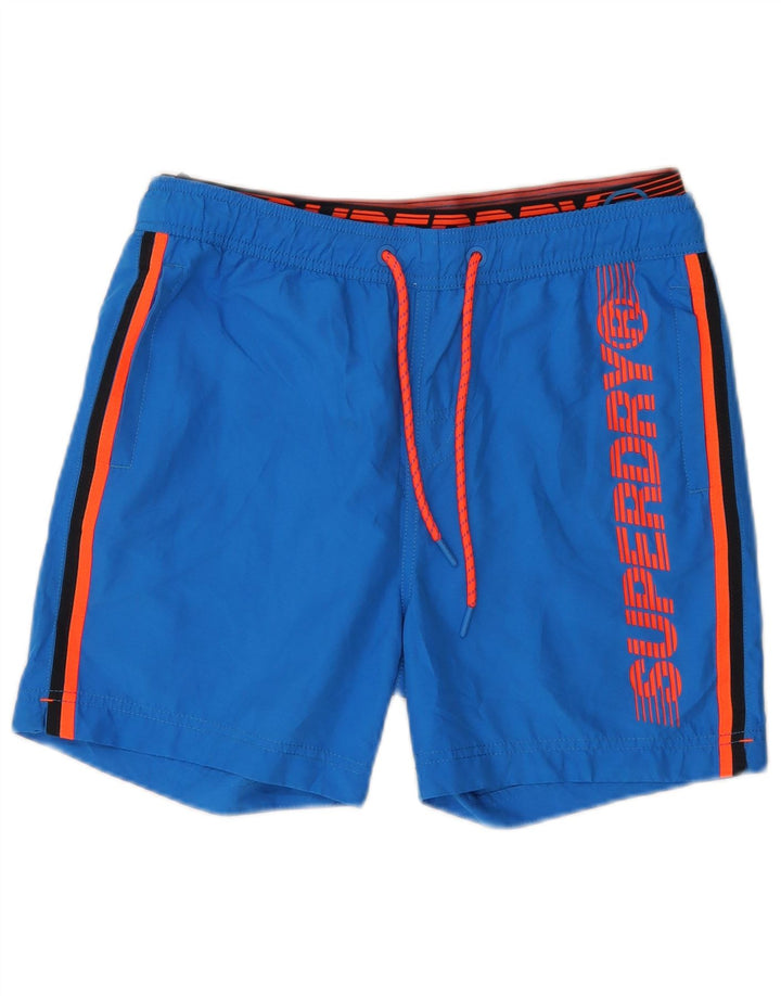 SUPERDRY Herren-Badeshorts mit Grafik, mittelblau, Polyester