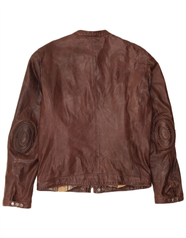 Zen Damen Leder Racer Jacke IT 52 2XL Braunes Leder