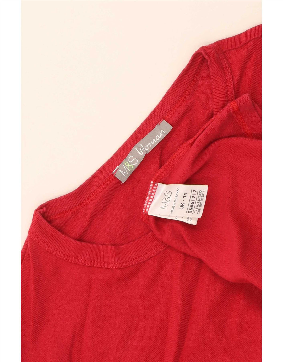 Marks & Spencer Damen Top Langarm UK 14 Mittelrote Baumwolle