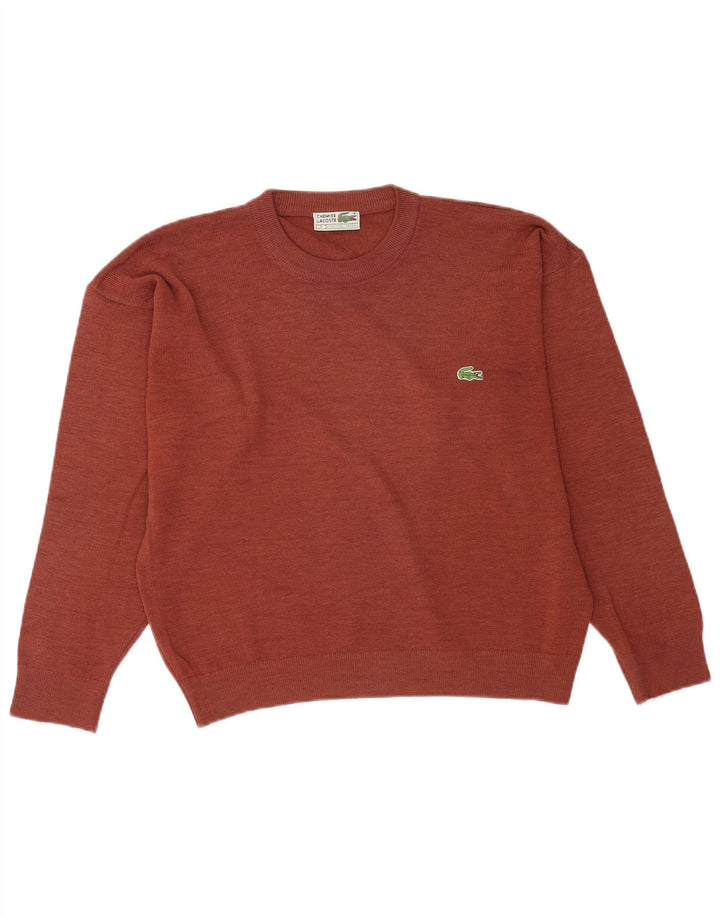 Lacoste Herren-Pullover mit Rundhalsausschnitt, Größe 5, große braune Wolle