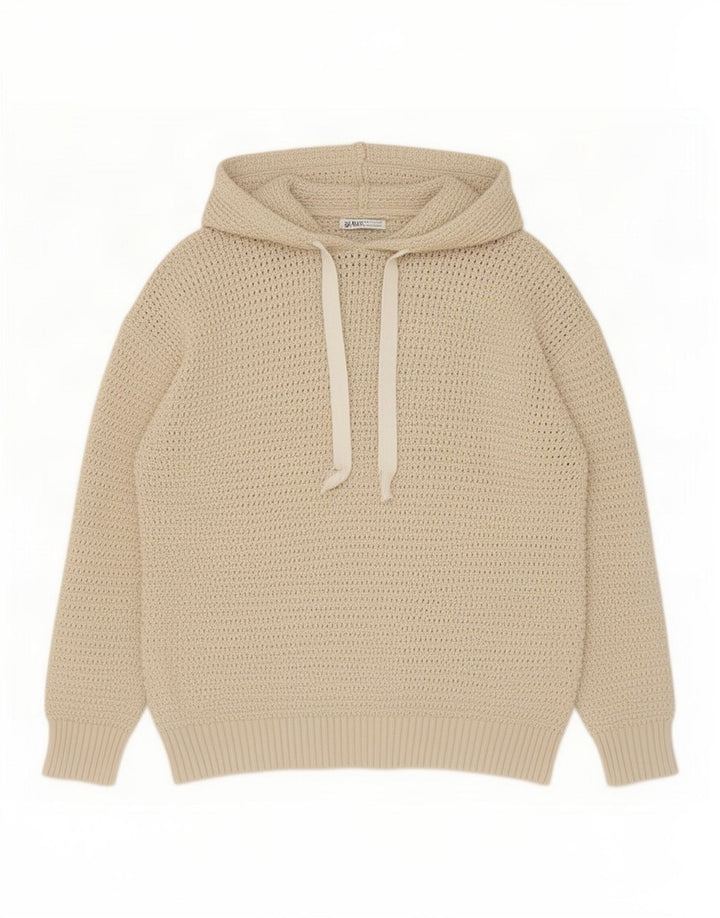 Zara Herren-Pullover mit Kapuze, groß, Beige