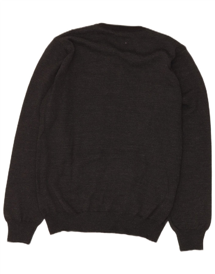 KITARO Herren-Pullover mit V-Ausschnitt, groß, grau kariert, Wolle