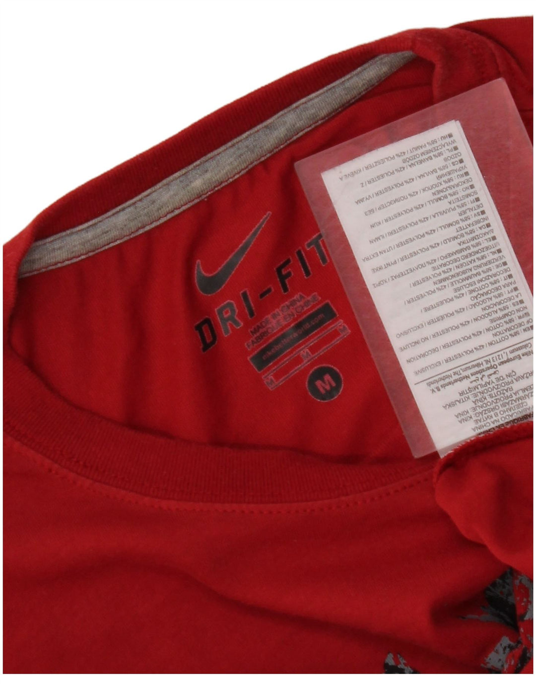 NIKE Herren Dri Fit Graphic T-Shirt Top aus mittelroter Baumwolle