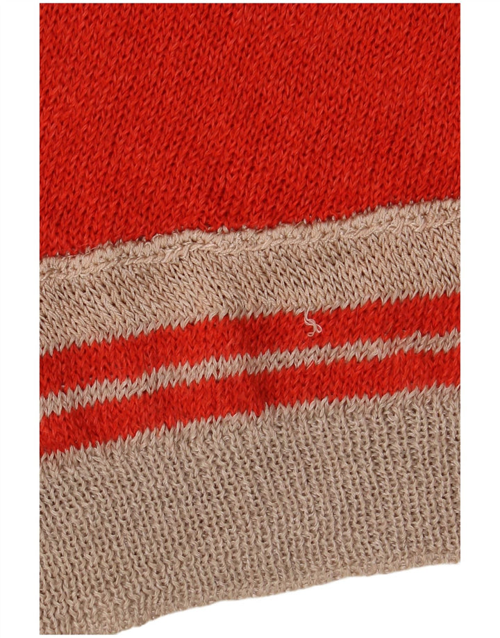 Vintage Damen Crop Graphic U-Boot-Ausschnitt Pullover IT 44 Mittelrot