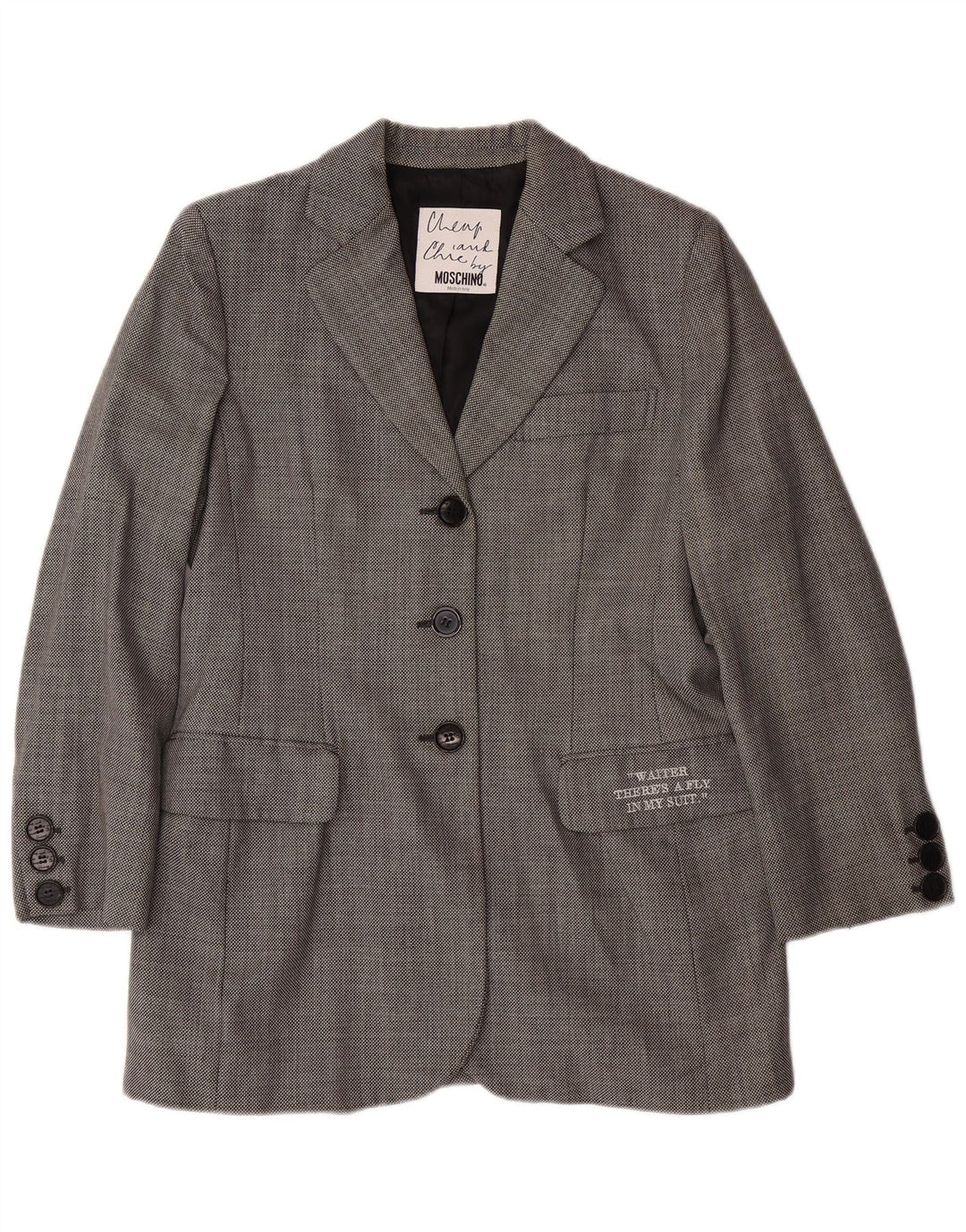 MOSCHINO Günstiger und schicker Damen-Blazer UK 14 Large Grey Classic