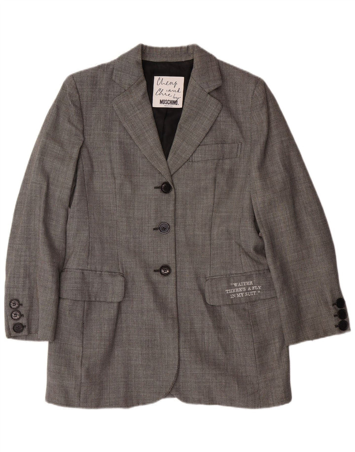 MOSCHINO Günstiger und schicker Damen-Blazer UK 14 Large Grey Classic