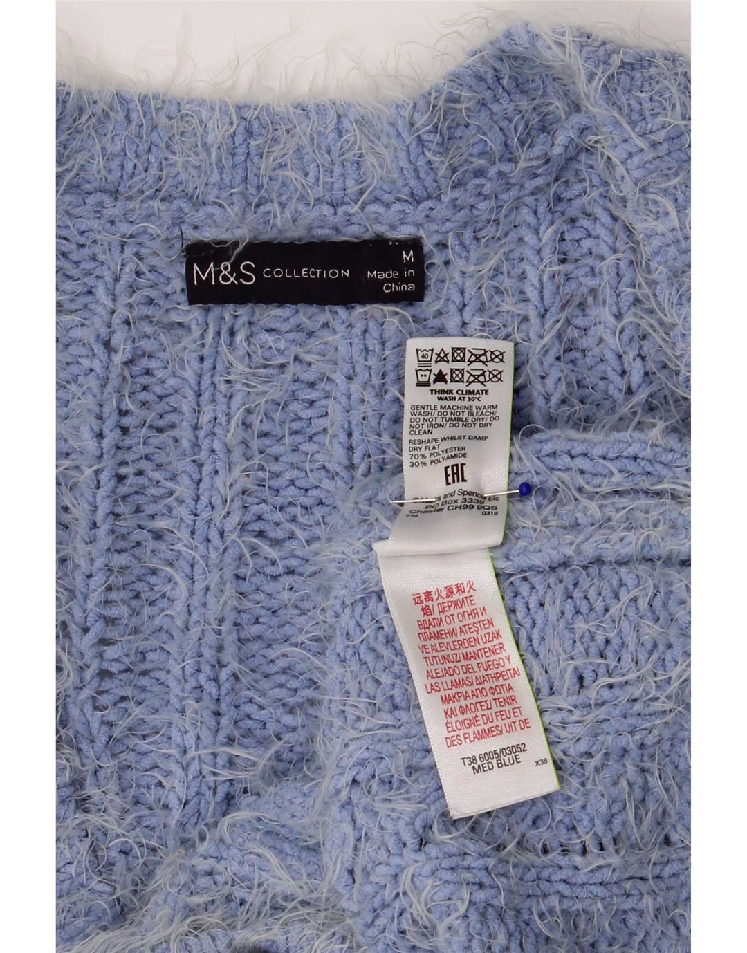 Marks & Spencer Damen-Cardigan-Pullover UK 14 Mittelblaues Polyester