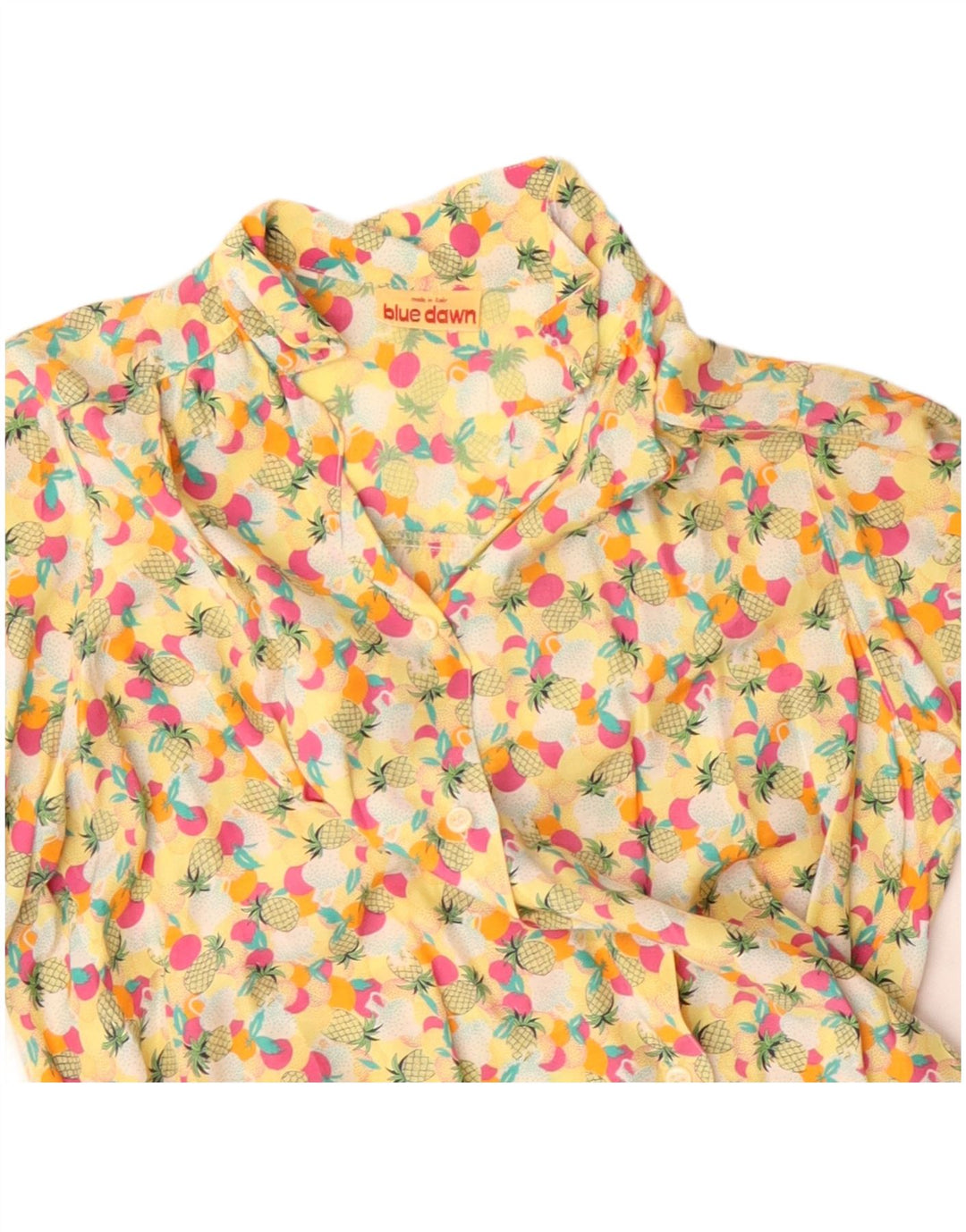 Vintage Damen Hemdbluse mit abstraktem Muster UK 14 Groß Gelb