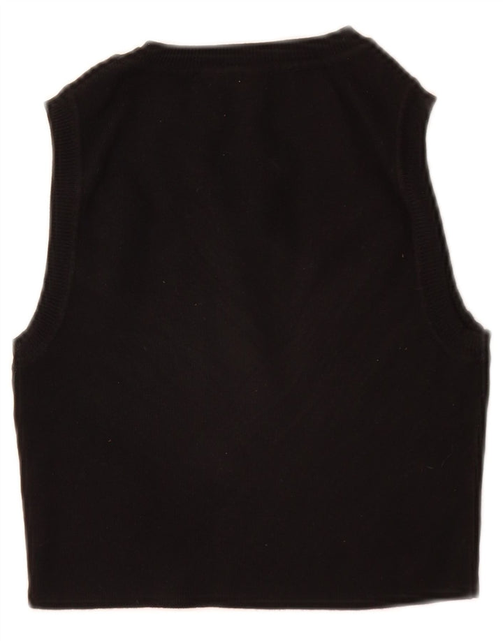Zara Damen Crop Vest Tank Top UK 8 Small Schwarze Viskose
