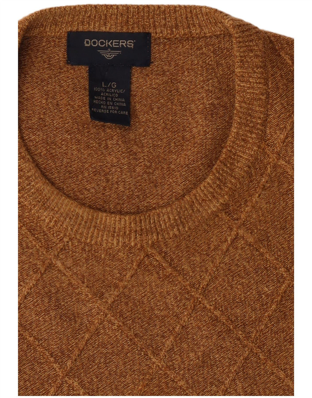 Dockers Herren-Pullover mit Rundhalsausschnitt, groß, braun, Argyle/Diamant-Acryl