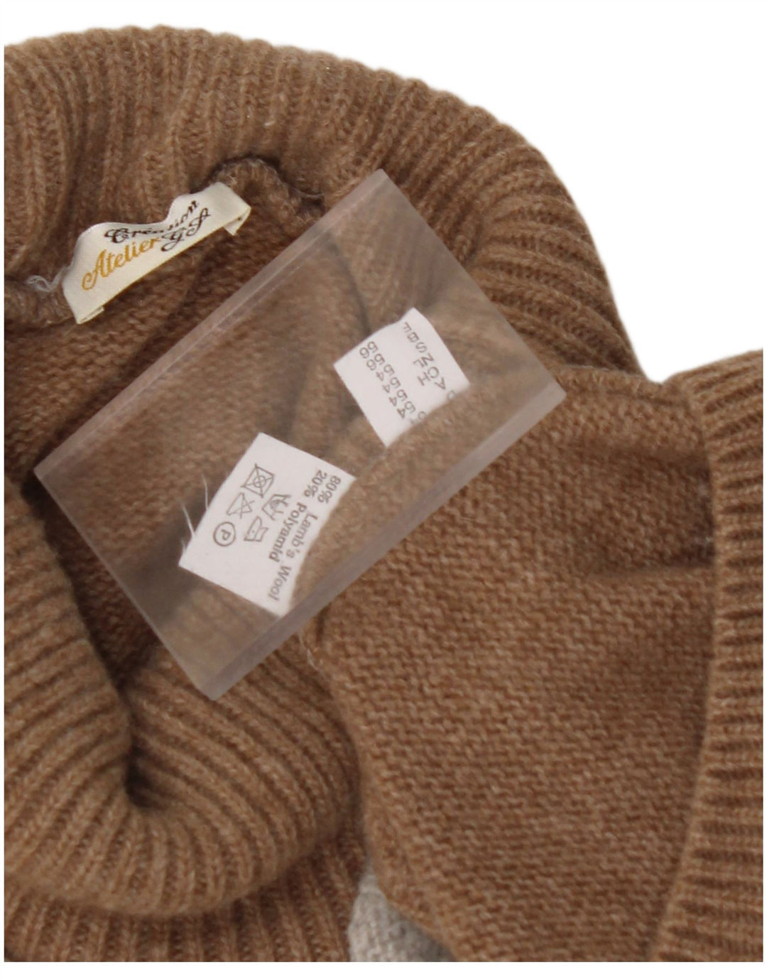 VINTAGE Rollkragenpullover für Damen EU 56 6XL Brauner Farbblock