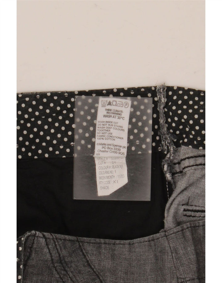 MARKS & SPENCER Damen Chinoshorts UK 12 Medium W30 Schwarze Baumwolle