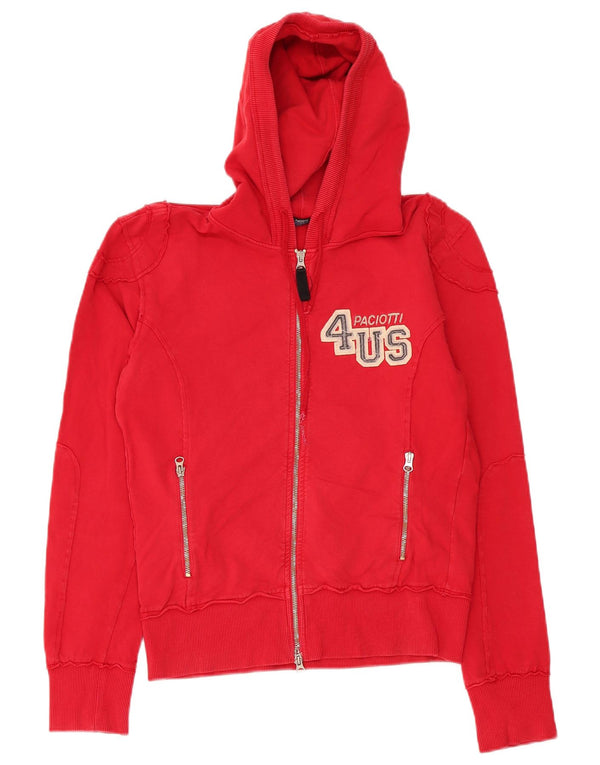 Cesare Paciotti 4US Damen-Kapuzenpullover mit grafischem Reißverschluss, UK 14, Mittelrot