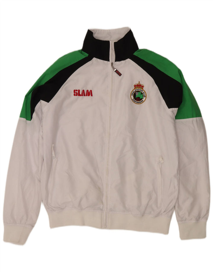 Slam Herren-Trainingsanzugoberteil mit Grafik, groß, weißes Farbblock-Polyester