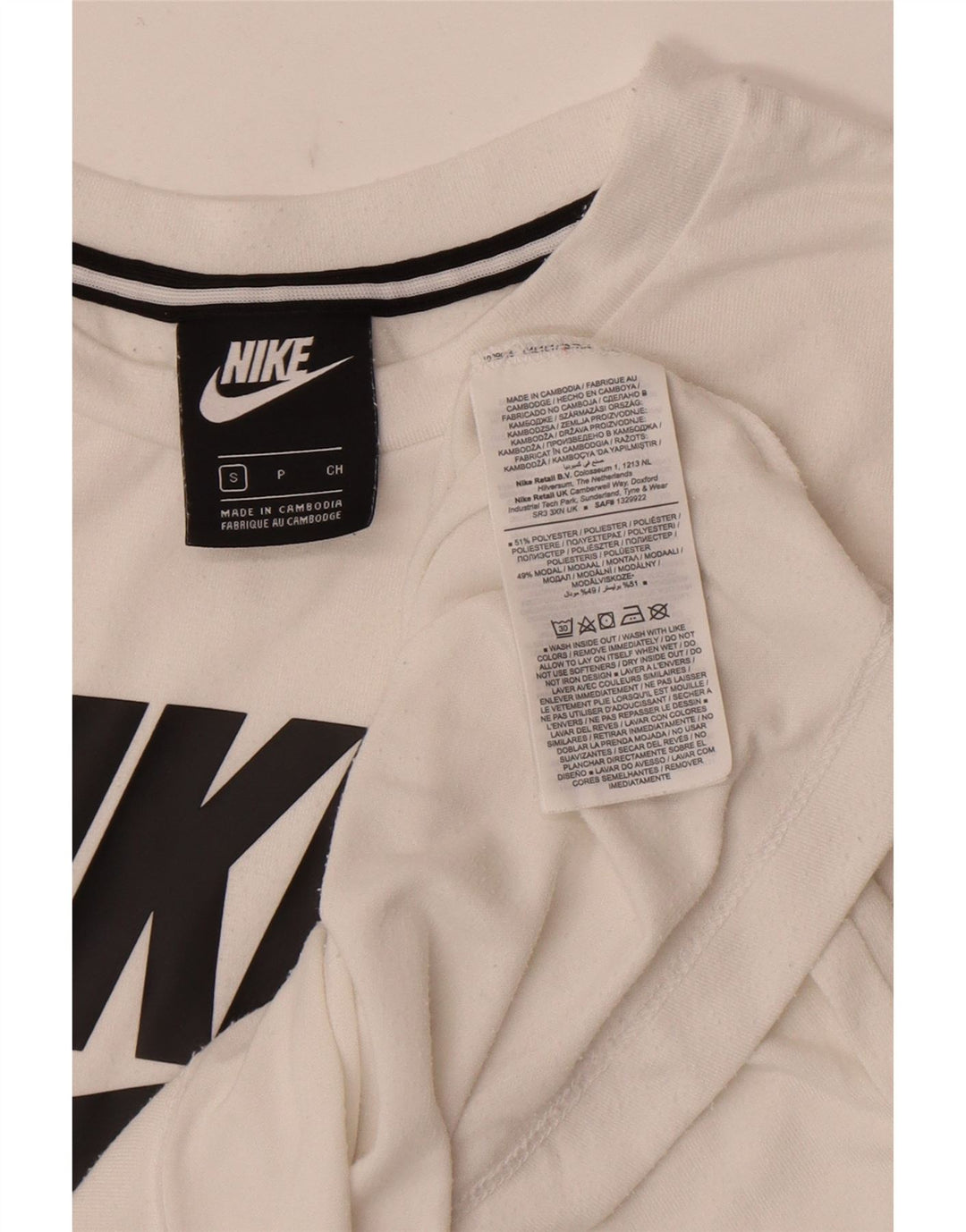 Nike Damen-T-Shirt mit Grafik, UK 10, Größe S, Weiß, Polyester