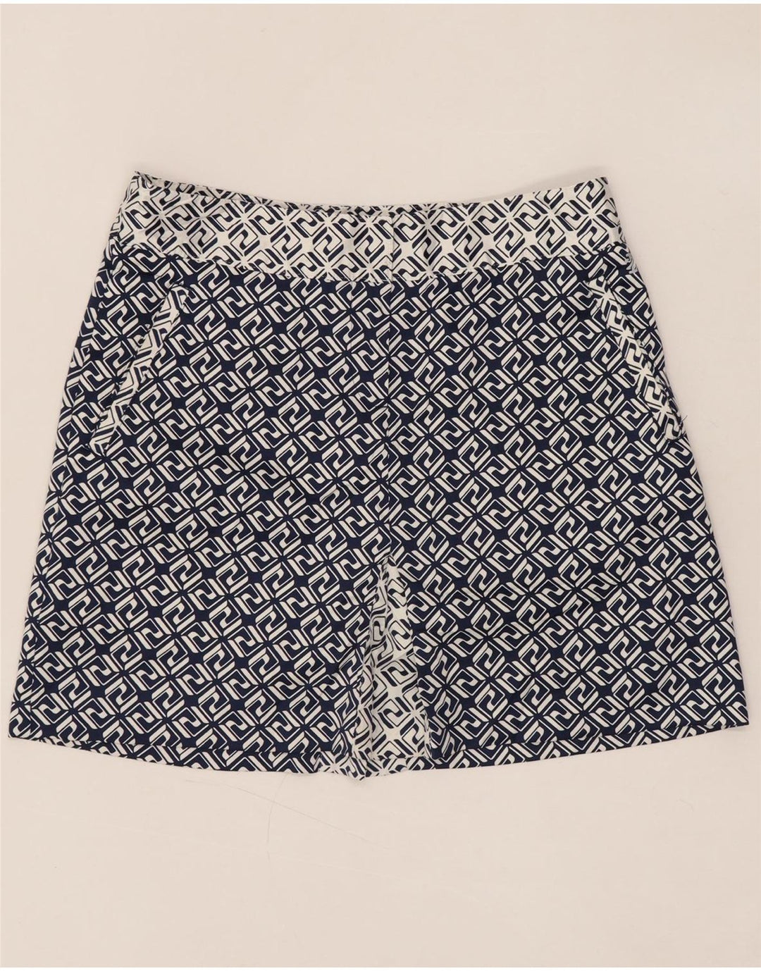 IZOD Damen Minirock US 4 Small W30 Marineblaues geometrisches Polyester