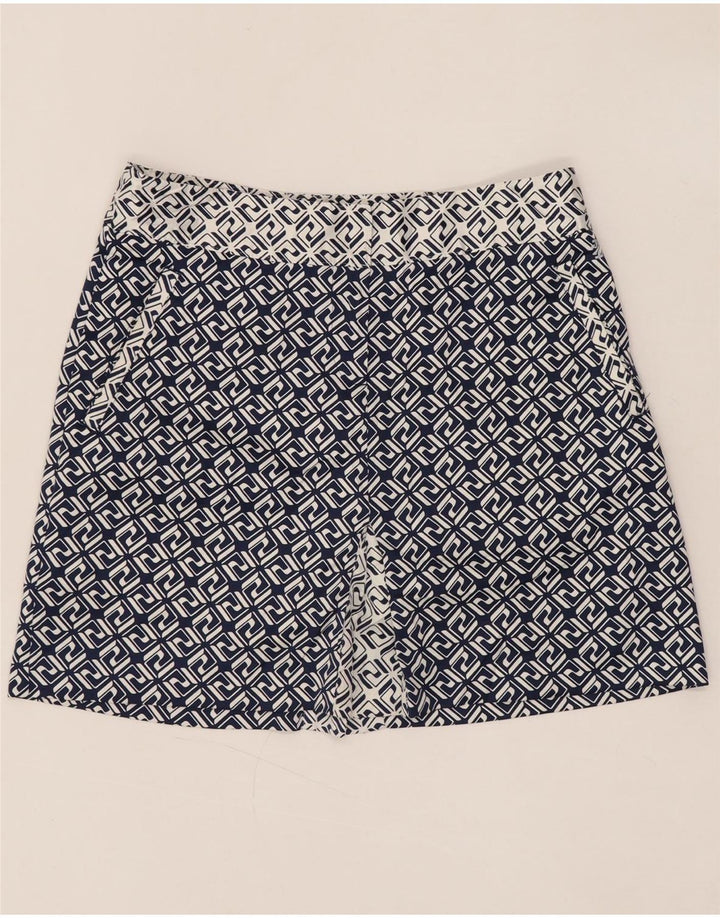 IZOD Damen Minirock US 4 Small W30 Marineblaues geometrisches Polyester