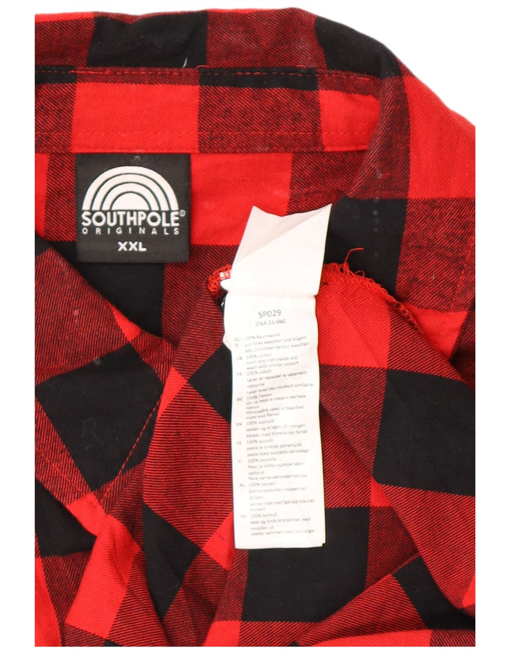 SOUTHPOLE Herren-Flanellhemd 2XL aus roter Gingham-Baumwolle