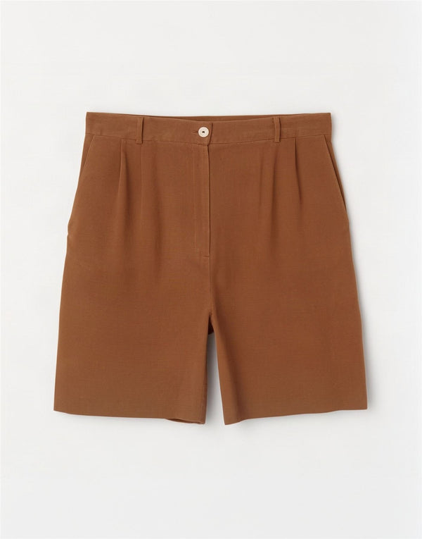 Vintage Damen High Waist Pegged Casual Shorts IT 44 Medium W27 Braune Seide