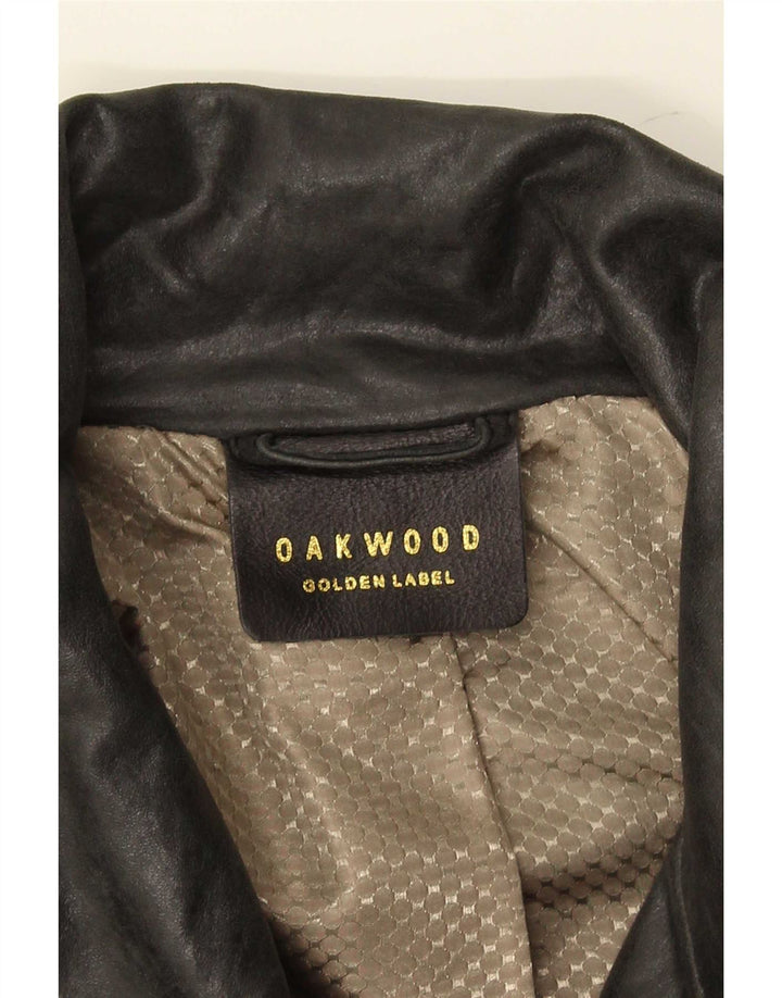 Oakwood Damen Trench-Ledermantel UK 14 Mittelschwarz