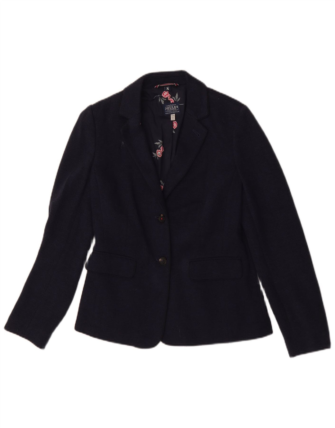 Joules Damen-Blazer mit 2 Knöpfen, Gr. 8, Marineblau, Fischgrätenmuster