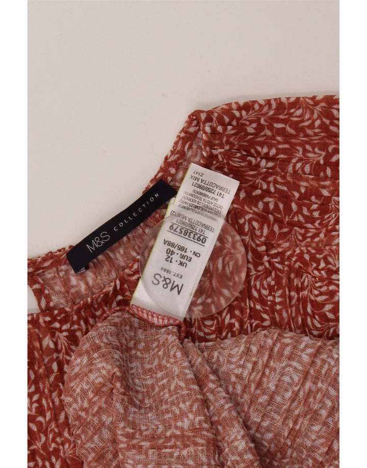 MARKS & SPENCER Damen Langarm-Blusenoberteil UK 12 Mittelrot geblümt