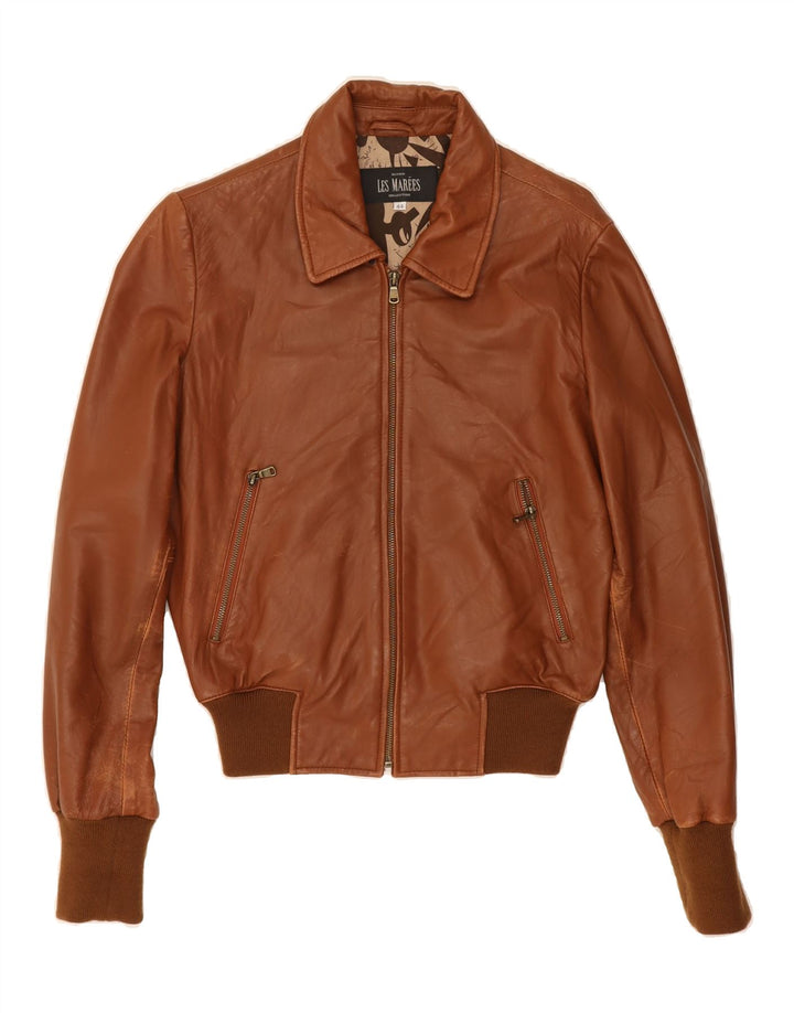 OLIVIERI LES MAREES Womens Leather Jacket IT 44 Medium Brown Leather Vintage Olivieri Les Marees and Second-Hand Olivieri Les Marees from Messina Hembry 