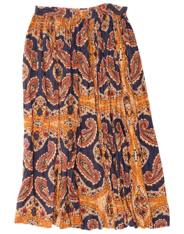 Flash Damen Faltenrock Small W27 Marineblaue Paisley-Viskose